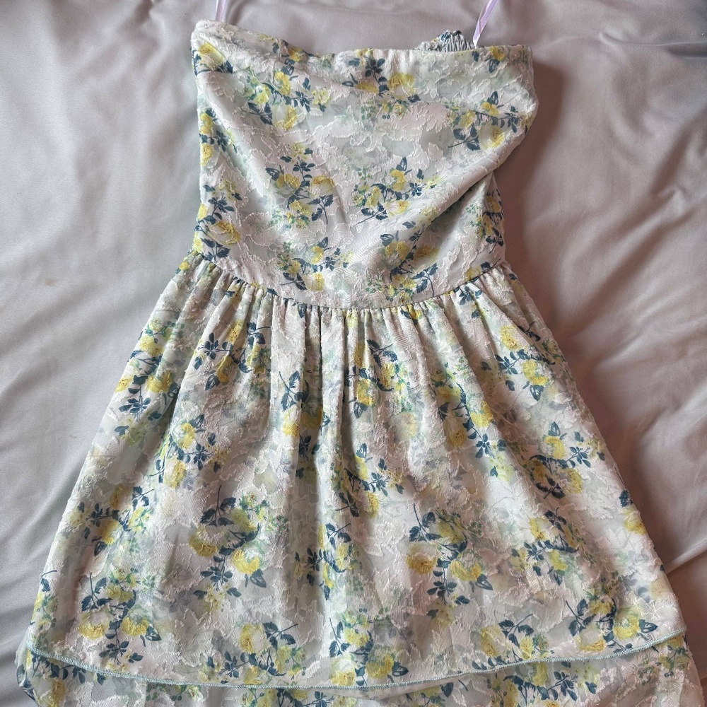 revolve floral strapless mini dress